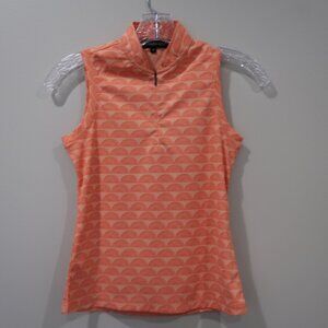 Girls Youth Swannies Golf Polo Shirt Sleeveless Orange Geometric Size S